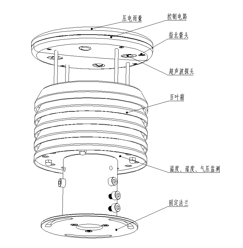 金屬款六要素氣象傳感器產品結構圖
